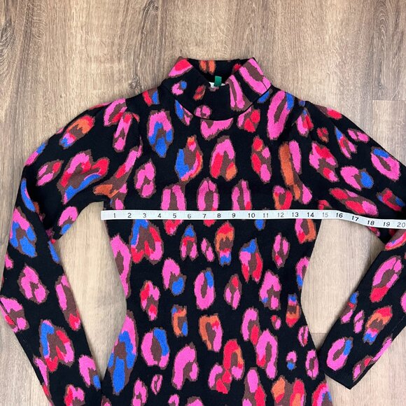 EUC Farm Rio Iridescent Leopards Sweater Dress Sz XS - Picture 3 of 11